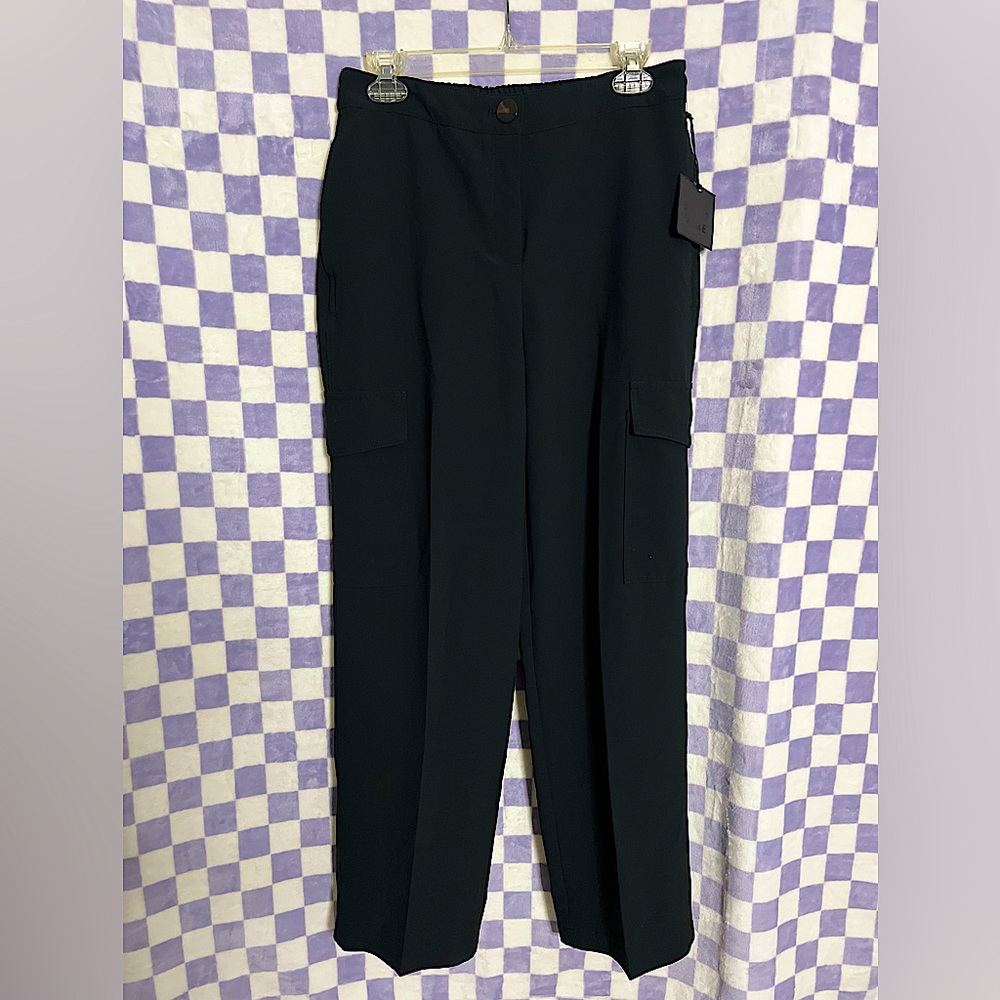 Belle Verne - Wide Leg Black Dress Pants w/side cargo pockets - Size 4